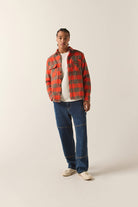 Men's Bowery Heavyweight Flannel in the color Washed Red/Grey - Additional Fit image