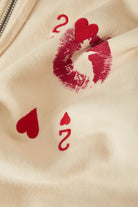 Women's Kissing Hearts Zip Hood in the color Whitecap - Additional Laydown image