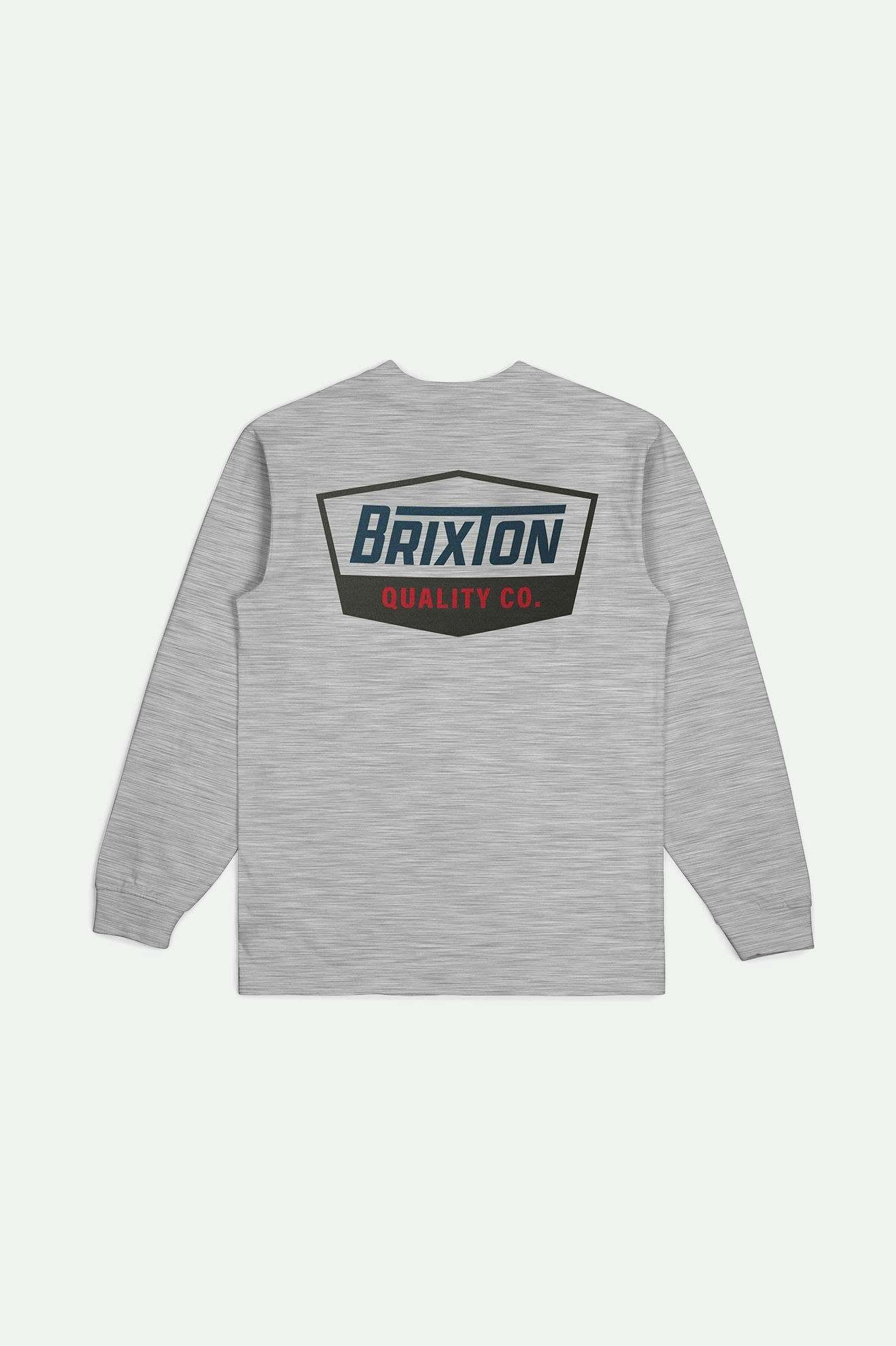 
       Back Laydown Image for Regal L/S Standard T-Shirt - Heather Grey/Navy/Brown
     