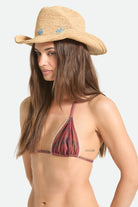 Women's Odessa Straw Packable Cowboy Hat in the color Tan/Sunrise Blue - Women's Side View