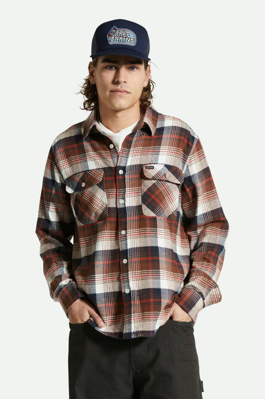 
       Brixton Bowery L/S Flannel - Washed Navy/Sepia/Off White
     