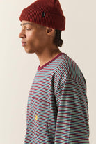 Men's Century Knit Top in the color Ultra Marine Stripe - Men's Side View