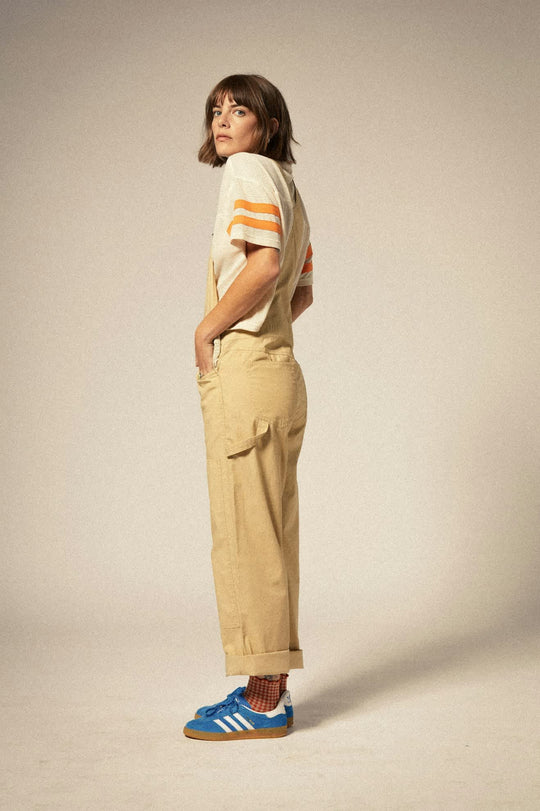 
       Women&#39;s Utility Overall in the color Pale Khaki - Women&#39;s Side View
     