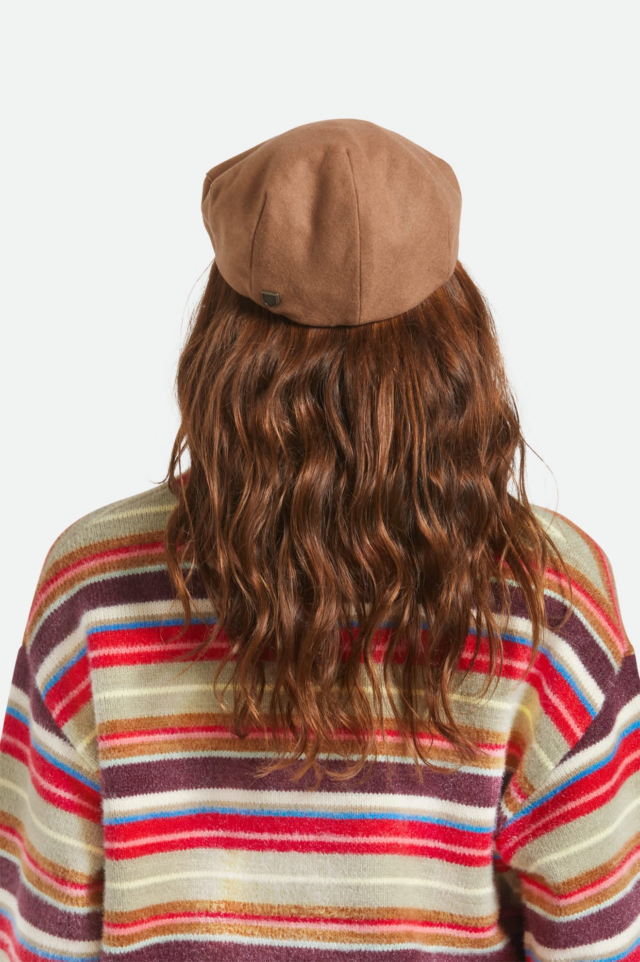 Unisex Hooligan Flat Cap in the color Camel Melton Wool - Women's Back View