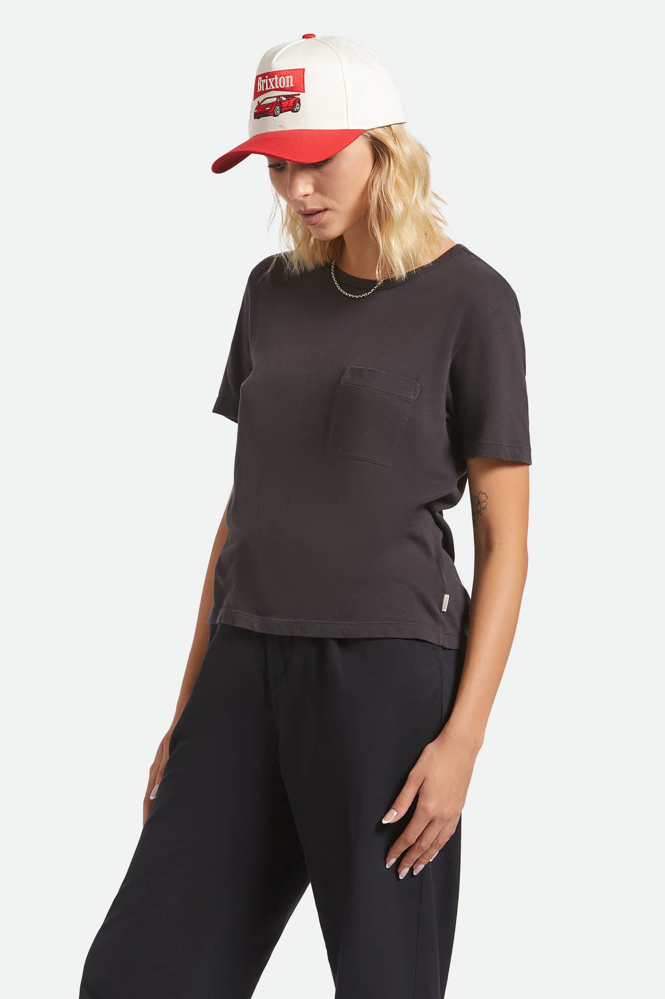 Women's Carefree Organic Garment Dye Perfect T-Shirt in the color Black - Women's Side View