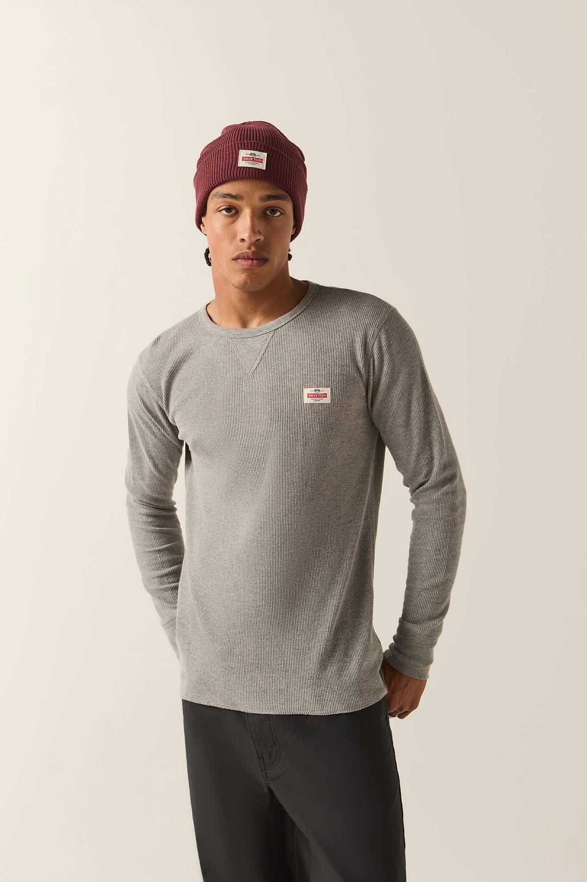 Men's Trademark Waffle Knit Top in the color Heather Grey - Men's Front View
