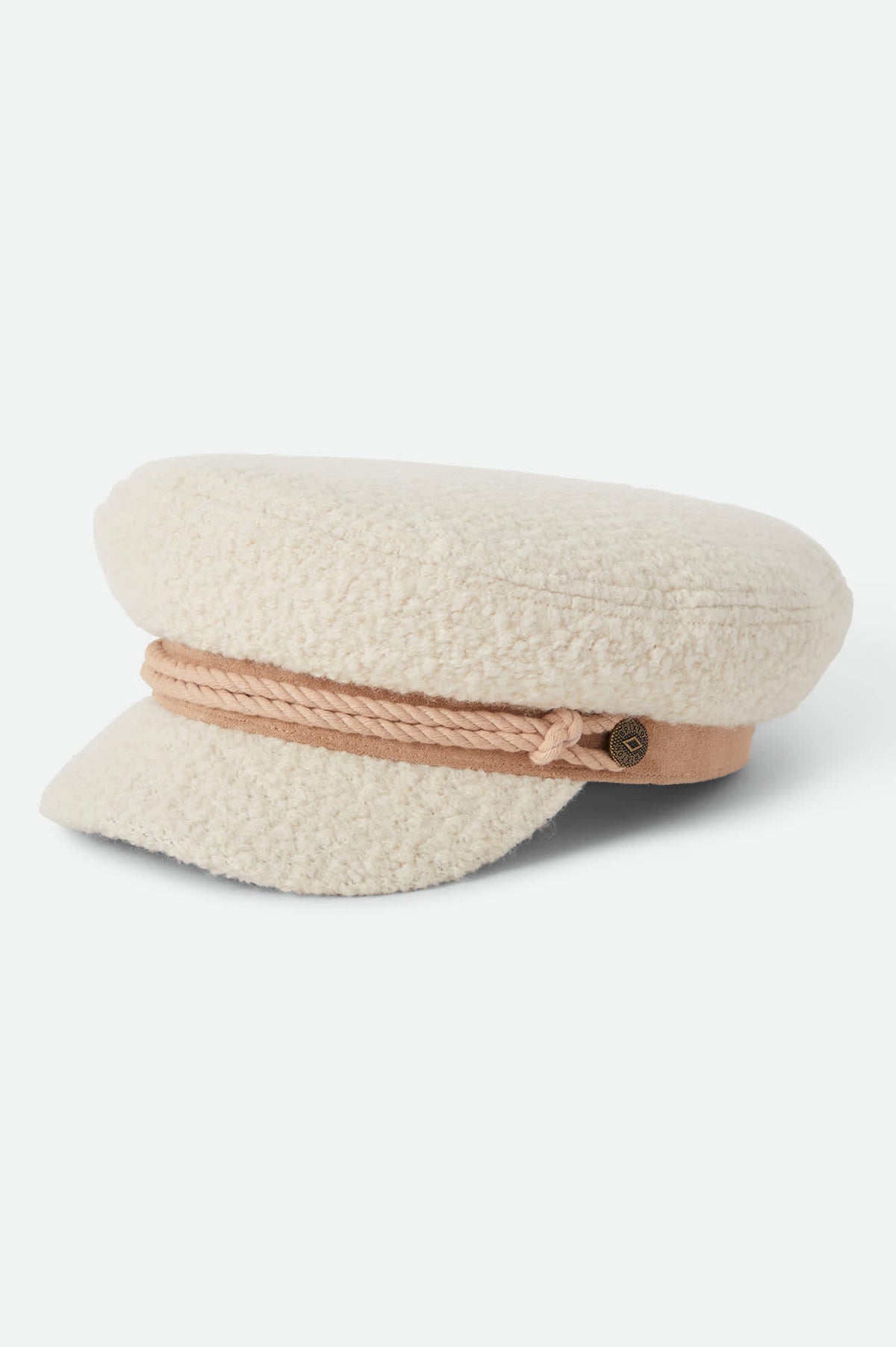Unisex Fiddler Fisherman Cap in the color Natural Sherpa/Faux Suede - Front Product View