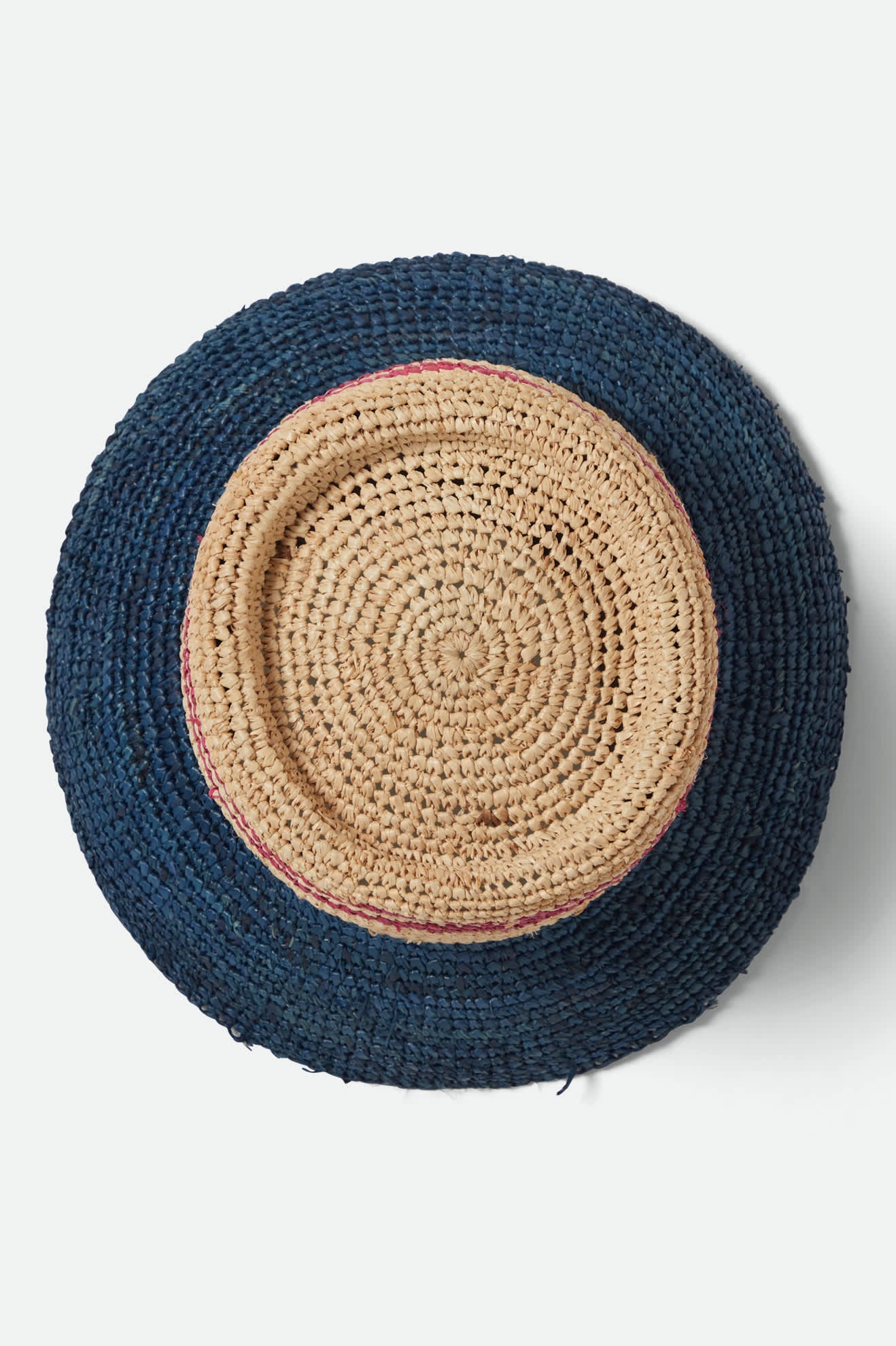 Women's Ellee Straw Bucket Hat in the color Natural/Navy/Red - Additional Laydown image