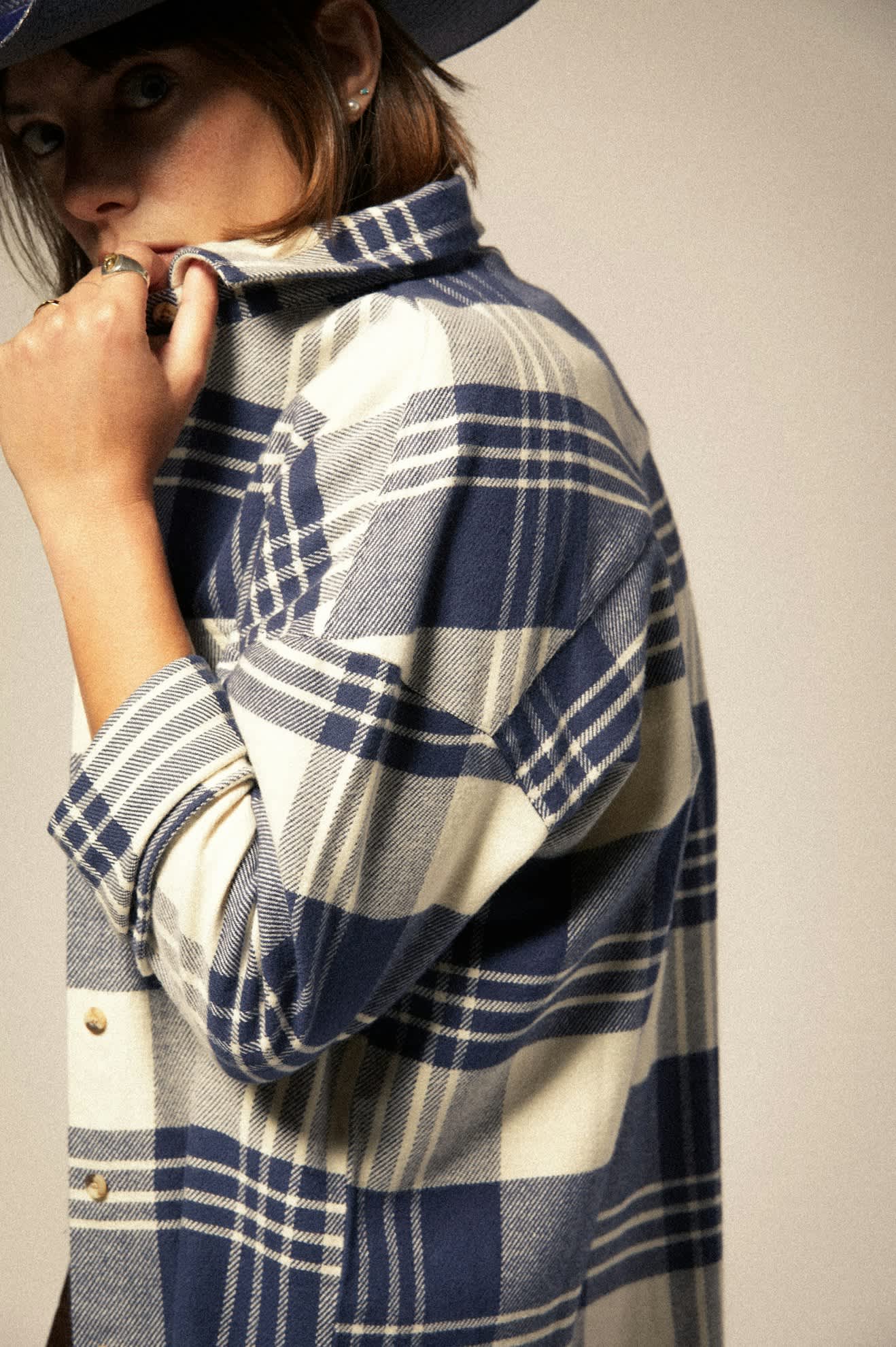 
       Women&#39;s Bowery Women&#39;s Classic L/S Flannel in the color Azure Blue/Whitecap Plaid - Additional Fit image
     