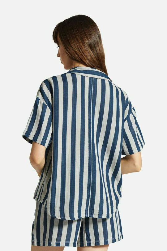 
       Brixton Mykonos Stripe Boyfriend S/S Woven Shirt - Deep Sea
     