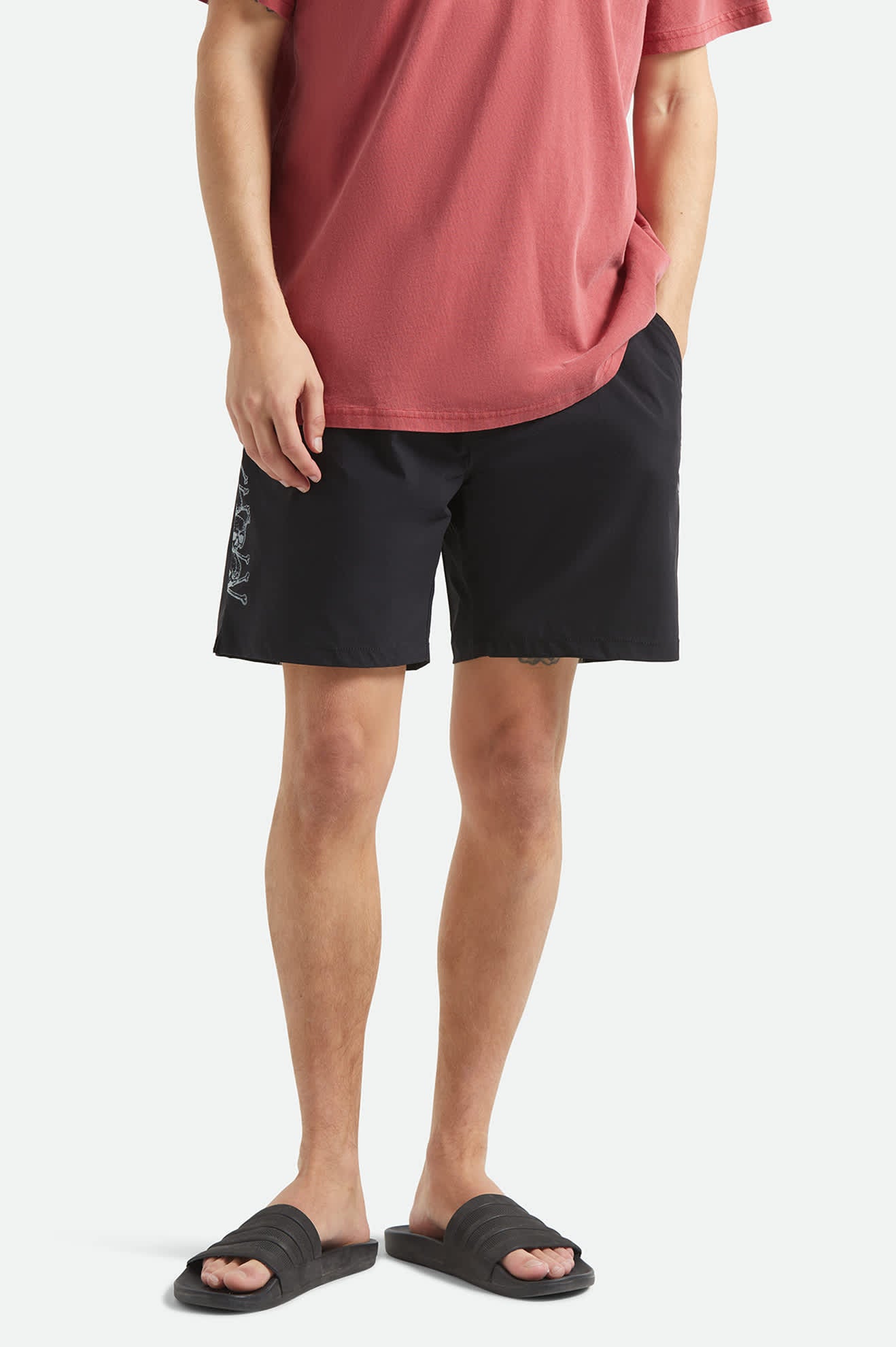 Men's Everyday Stretch Hybrid Short 7" in the color Black/White - Men's Front View
