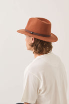Unisex Messer Packable Fedora in the color Caramel/Walnut Brown - Men's Back View