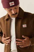 Men's Trademark Zip Flannel Jacket in the color Heathered Brown - Additional Fit image