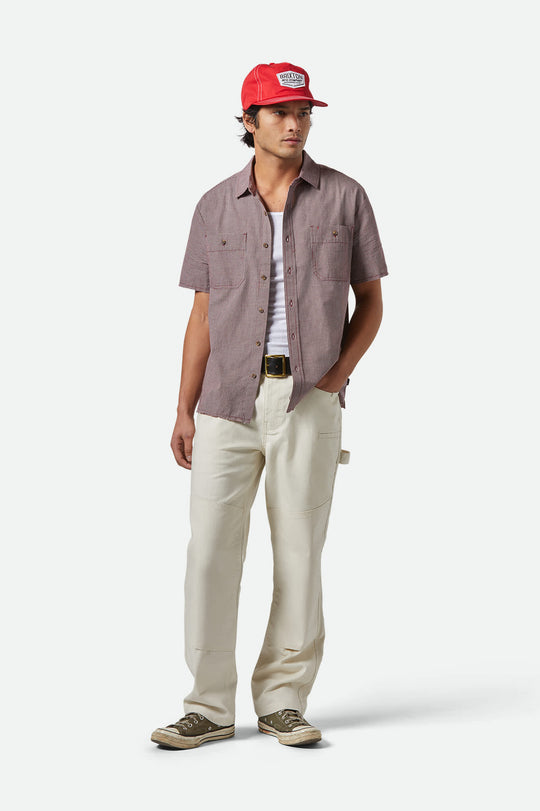 
       Men&#39;s CRU Micro Plaid Relaxed S/S Shirt in the color Cordovan Red Micro Plaid - Men&#39;s Featured View
     