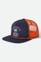 Unisex 76 Truck Stop Trucker Hat in the color Navy/Orange - Front Product View