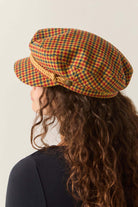 Unisex Fiddler Fisherman Cap in the color Taupe/Orange/Royal - Women's Back View