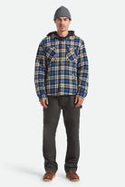 Men's Bowery Quilited Hooded Flannel in the color Navy/Cream - Additional Fit image