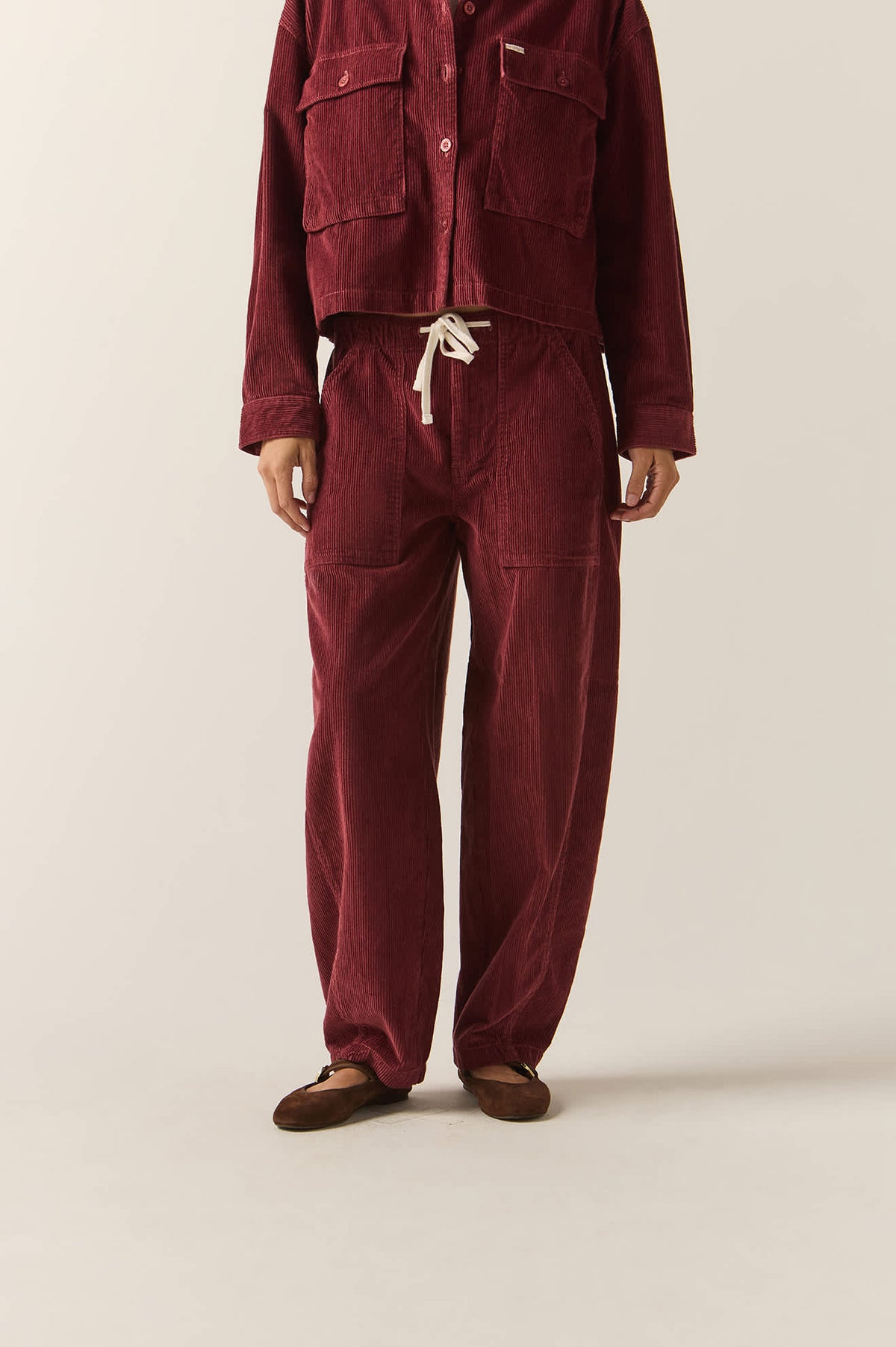Women's Utility Everyday Barrel Pant in the color Wild Ginger Cord - Women's Front View