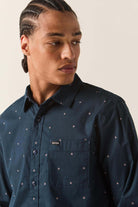 Men's Charter Print Shirt in the color Washed Navy Geo - Additional Fit image