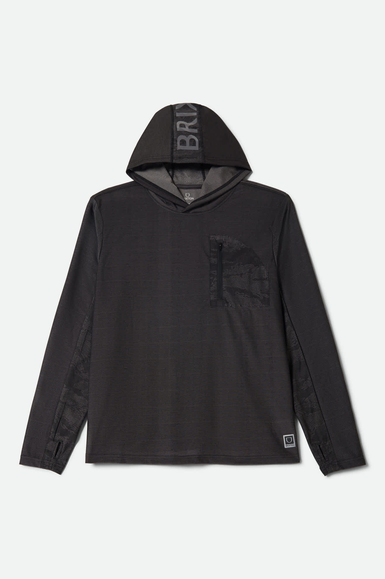 Men's Journey Long Sleeve Sun Hoodie in the color Black - Front Product View