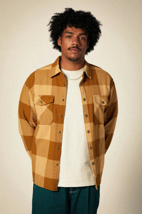 
       Men&#39;s Selden L/S Flannel in the color Washed Copper/Curry Buffalo - Men&#39;s Front View
     