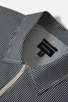 Men's Journey Lightweight 1/2 Zip Cropped Short Sleeve Shirt in the color Navy/White Stripe - Additional Laydown image