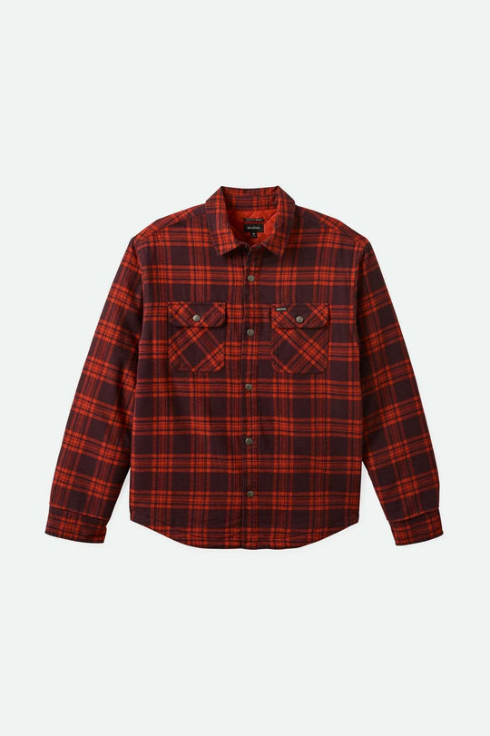 
       Brixton Men&#39;s Bowery Quilted L/S Flannel - Bright Red/Mahogany | Main
     