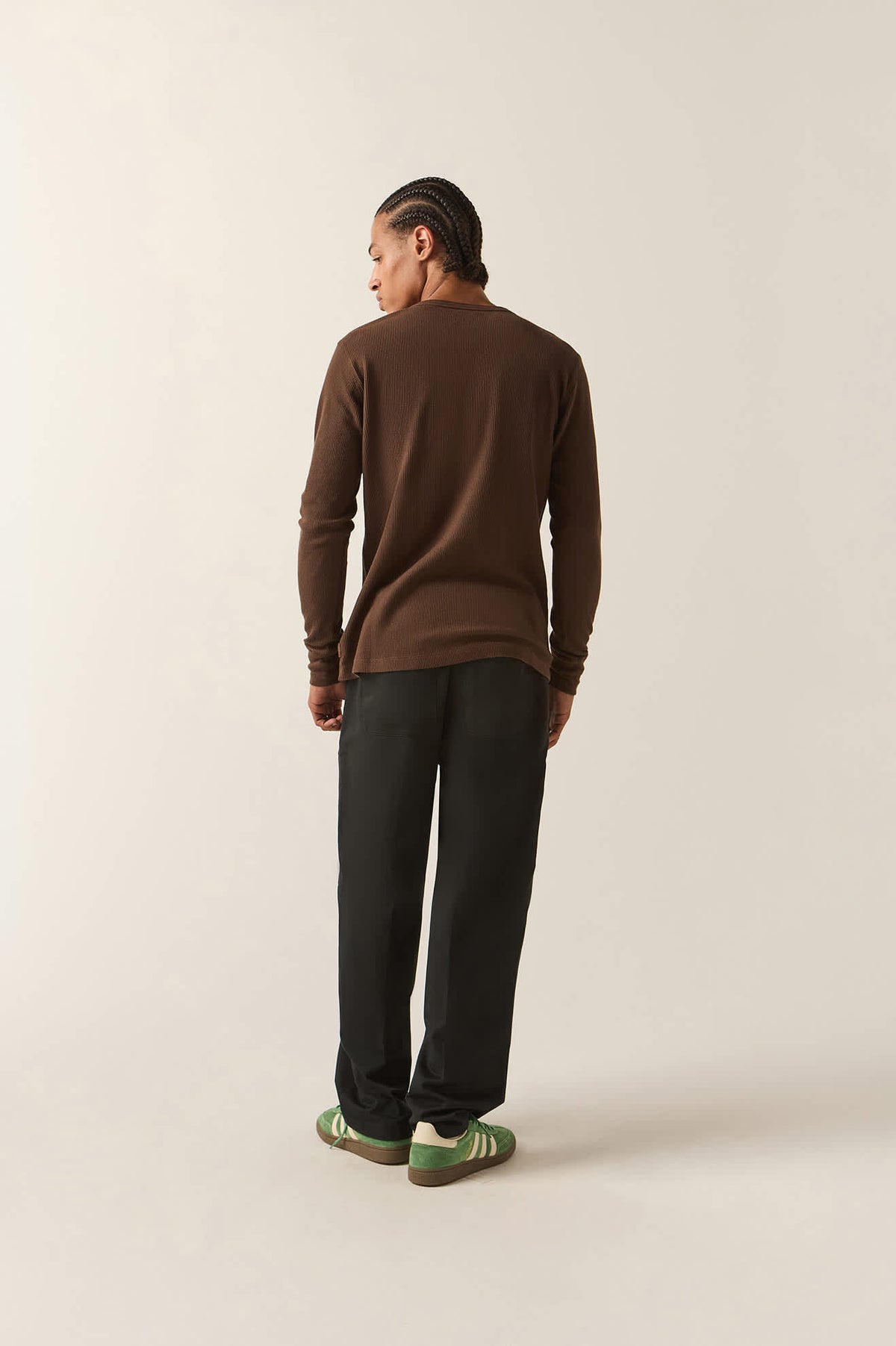 Men's Baseline Waffle Knit Top in the color Walnut Brown - Men's Back View