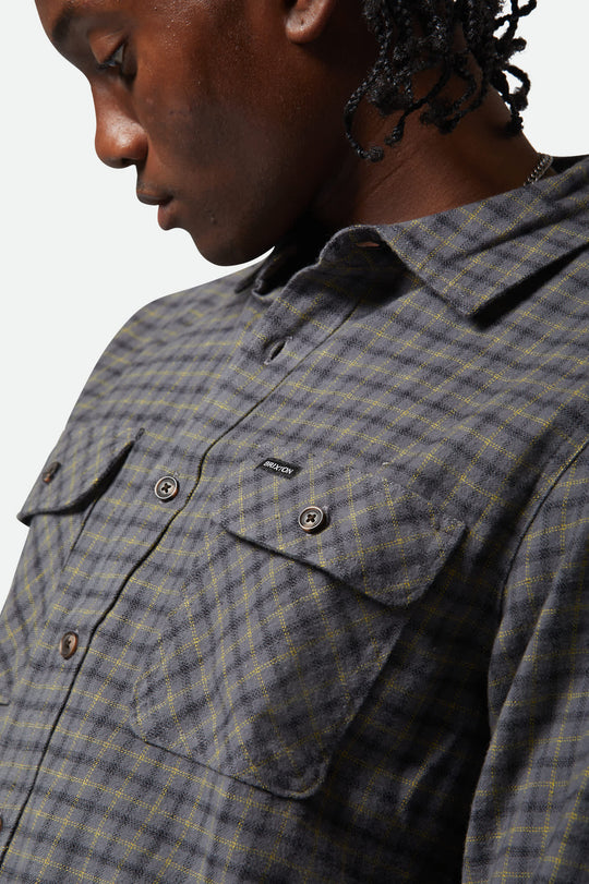 
       Men&#39;s Bowery Lightweight Ultra Soft L/S Flannel in the color Charcoal/Ray Flower/Black - Additional Fit View
     