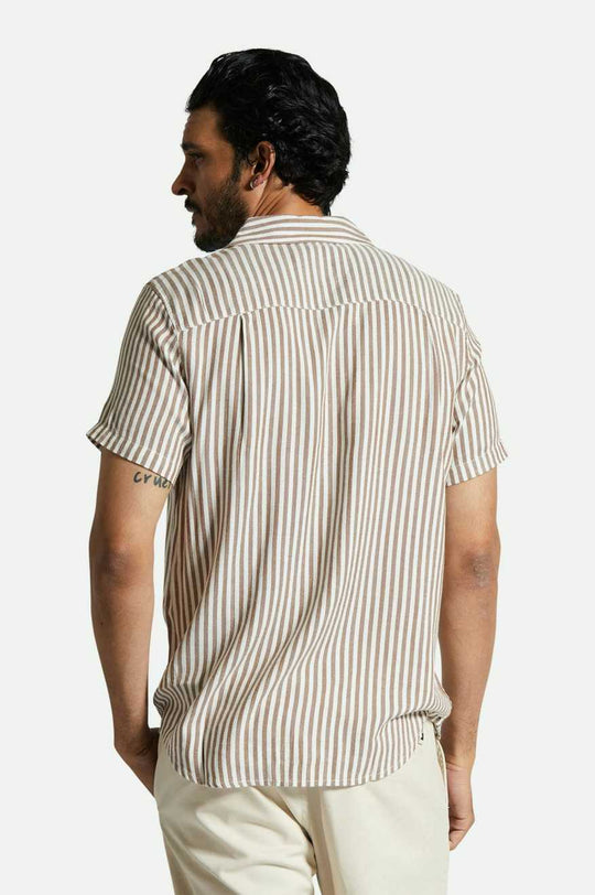 
       Brixton Charter Herringbone Stripe S/S Woven Shirt - Off White/Bison
     