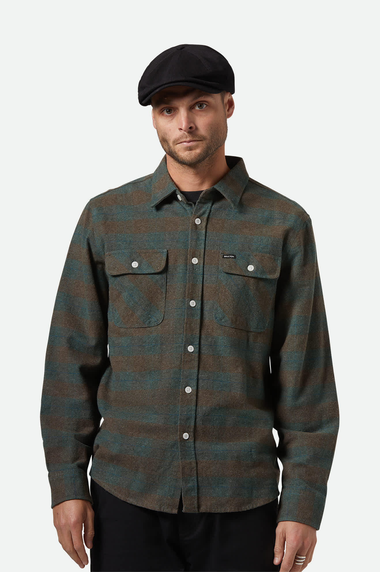 
       Men&#39;s Bowery L/S Flannel in the color Ocean - Men&#39;s Front View
     