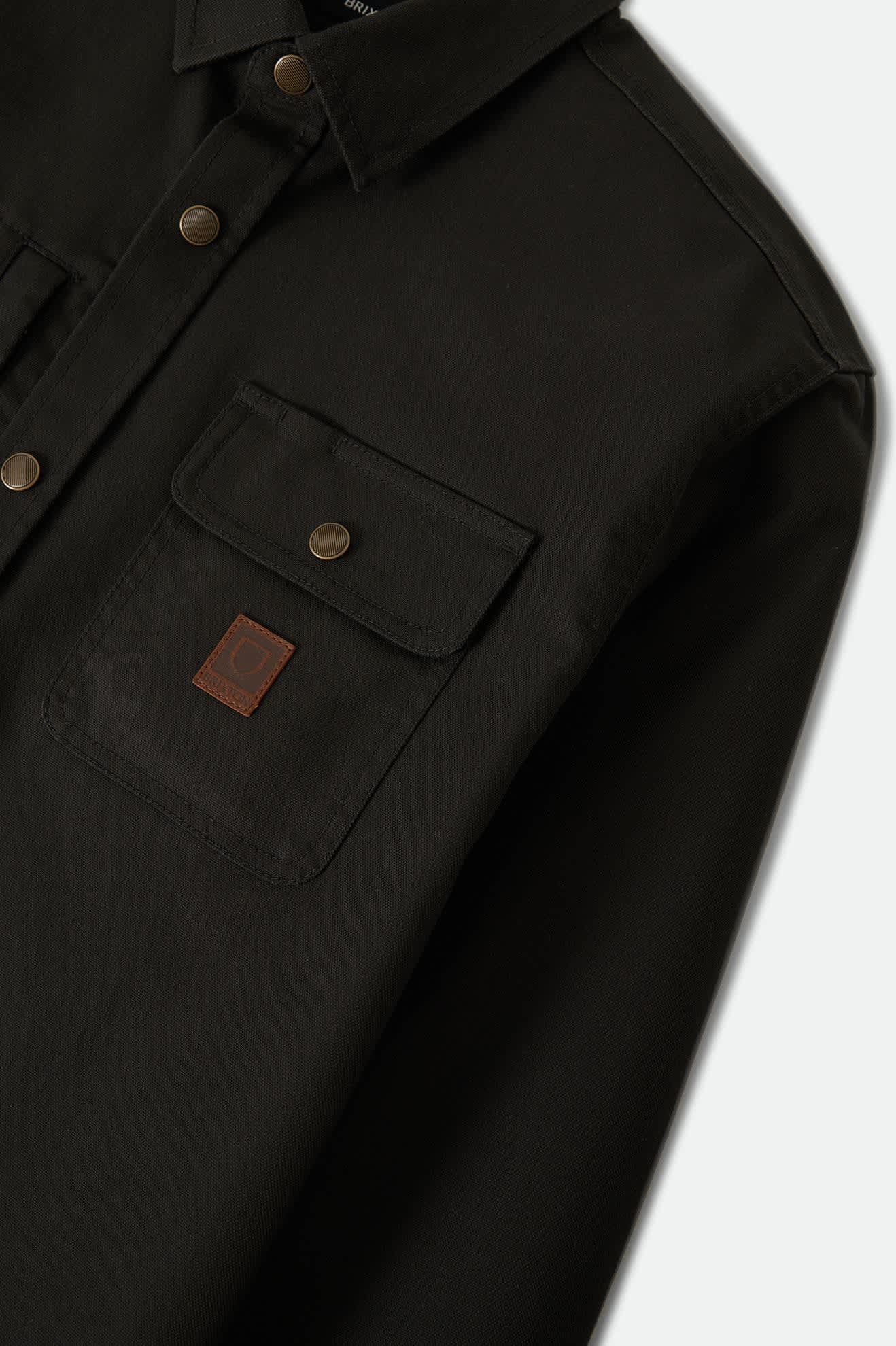 Men's Builders Stretch Overshirt in the color Black - Additional Laydown image