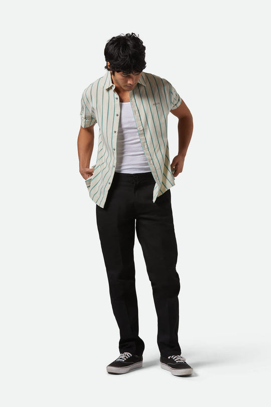 
       Men&#39;s CRU Stripe Relaxed S/S Shirt in the color Beige/Pine Needle/Aquatic Green - Men&#39;s Featured View
     