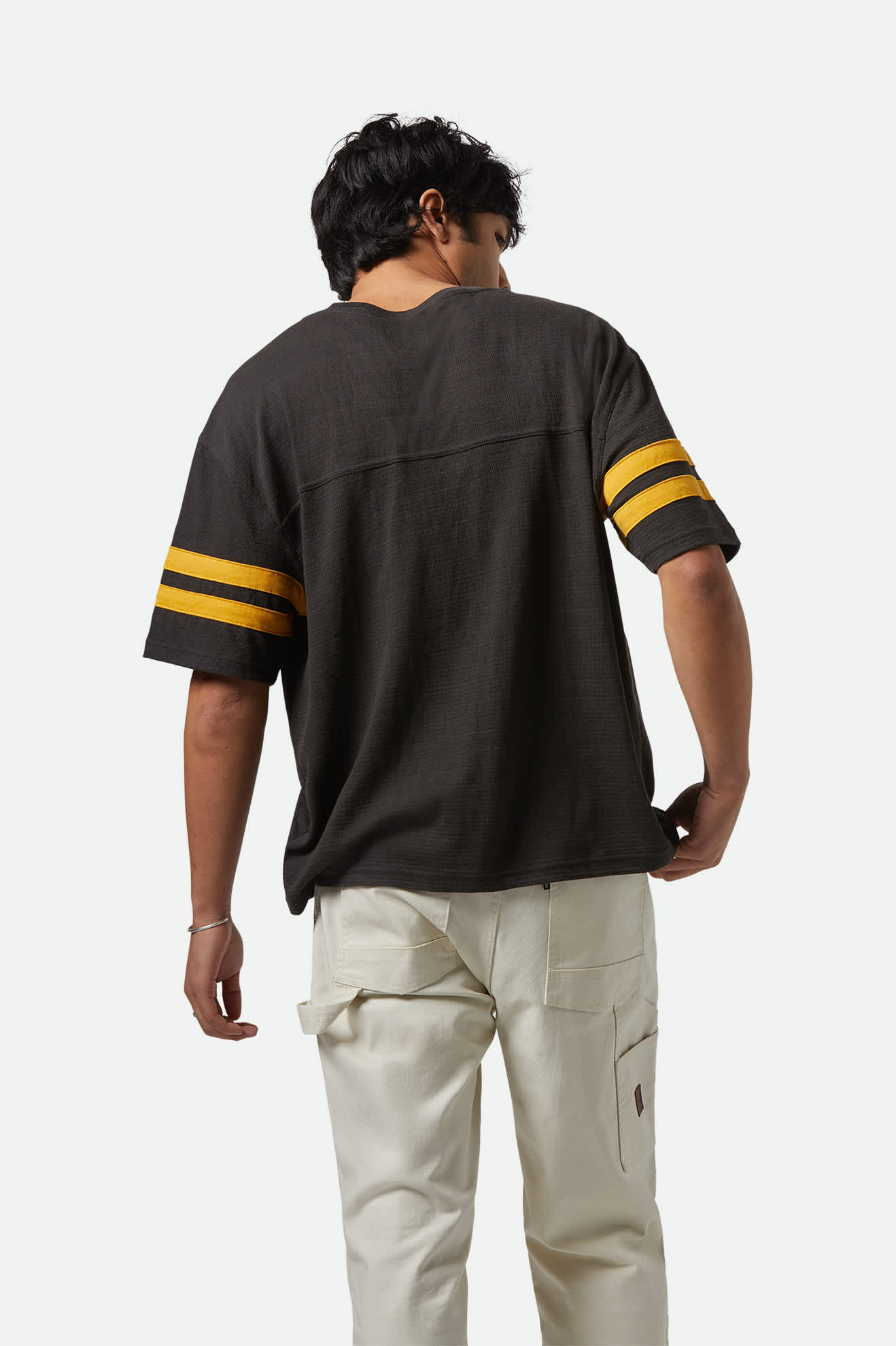 
       Men&#39;s Vintage Football Mesh Jersey T-Shirt in the color Washed Black/Ray Flower - Men&#39;s Back View
     