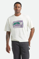 Men's Tune Out Short Sleeve Cropped Shirt in the color Cream - Men's Front View