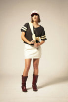 Women's Varsity Football Mesh T-Shirt in the color Washed Black - Additional Fit image