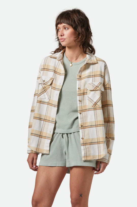 
       Women&#39;s Bowery Women&#39;s Classic L/S Flannel in the color Off White/Semolina/Washed Copper Plaid - Women&#39;s Front View
     