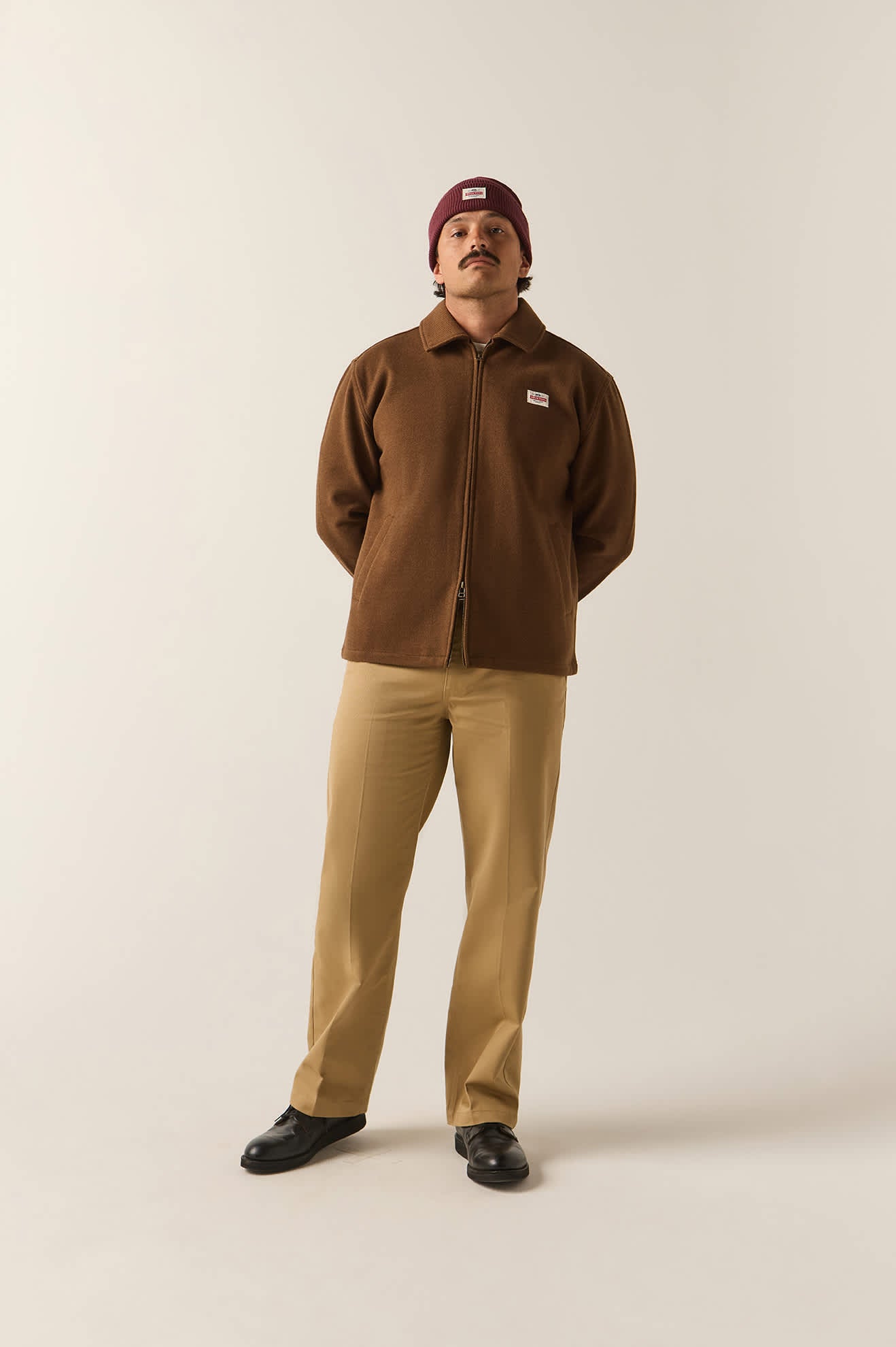 Men's Trademark Zip Flannel Jacket in the color Heathered Brown - Men's Front View