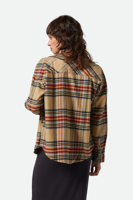 
       Women&#39;s Bowery Women&#39;s Classic L/S Flannel in the color Sand/Burnt Brick/Black Plaid - Women&#39;s Back View
     