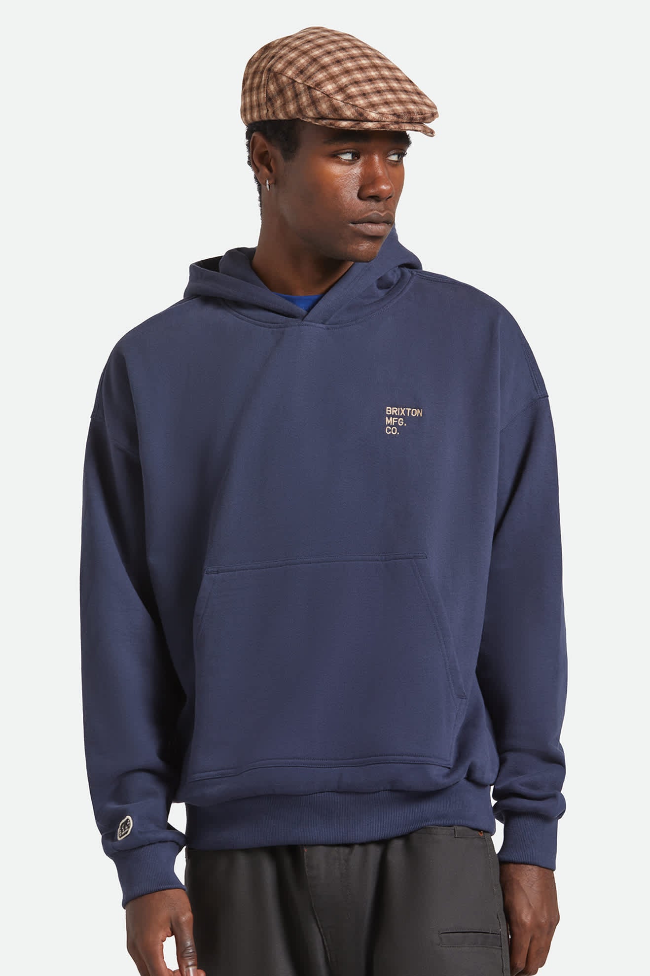 Unisex Hooligan Flat Cap in the color Sand/Brown - Men's Front View