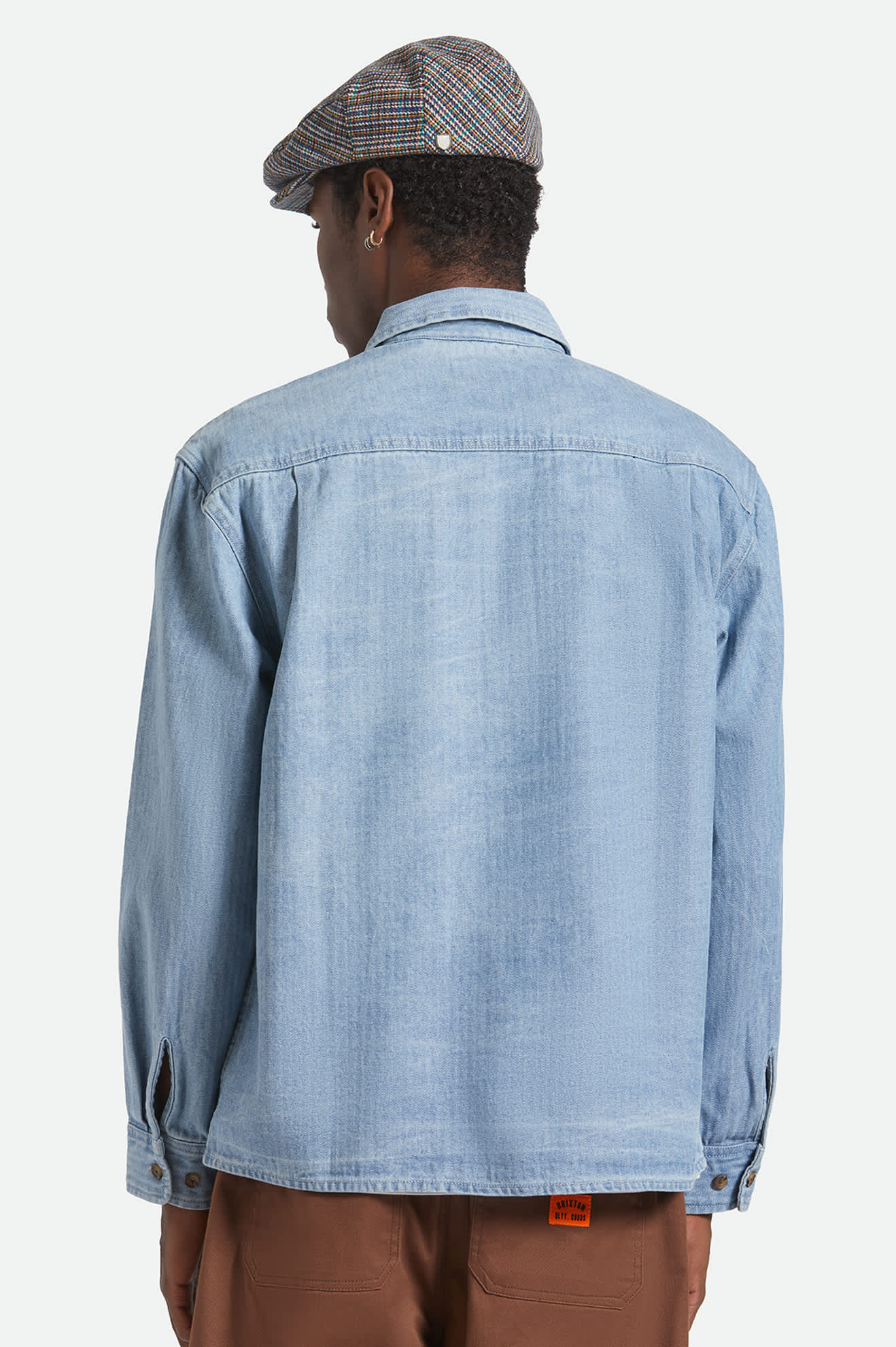 Unisex Hooligan Flat Cap in the color Multi Plaid - Men's Back View