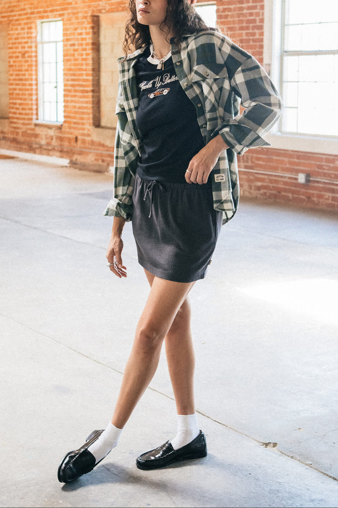 Women's Carefree Organic Garment Dye Lounge Skirt in the color Black - Men's Lifestyle image