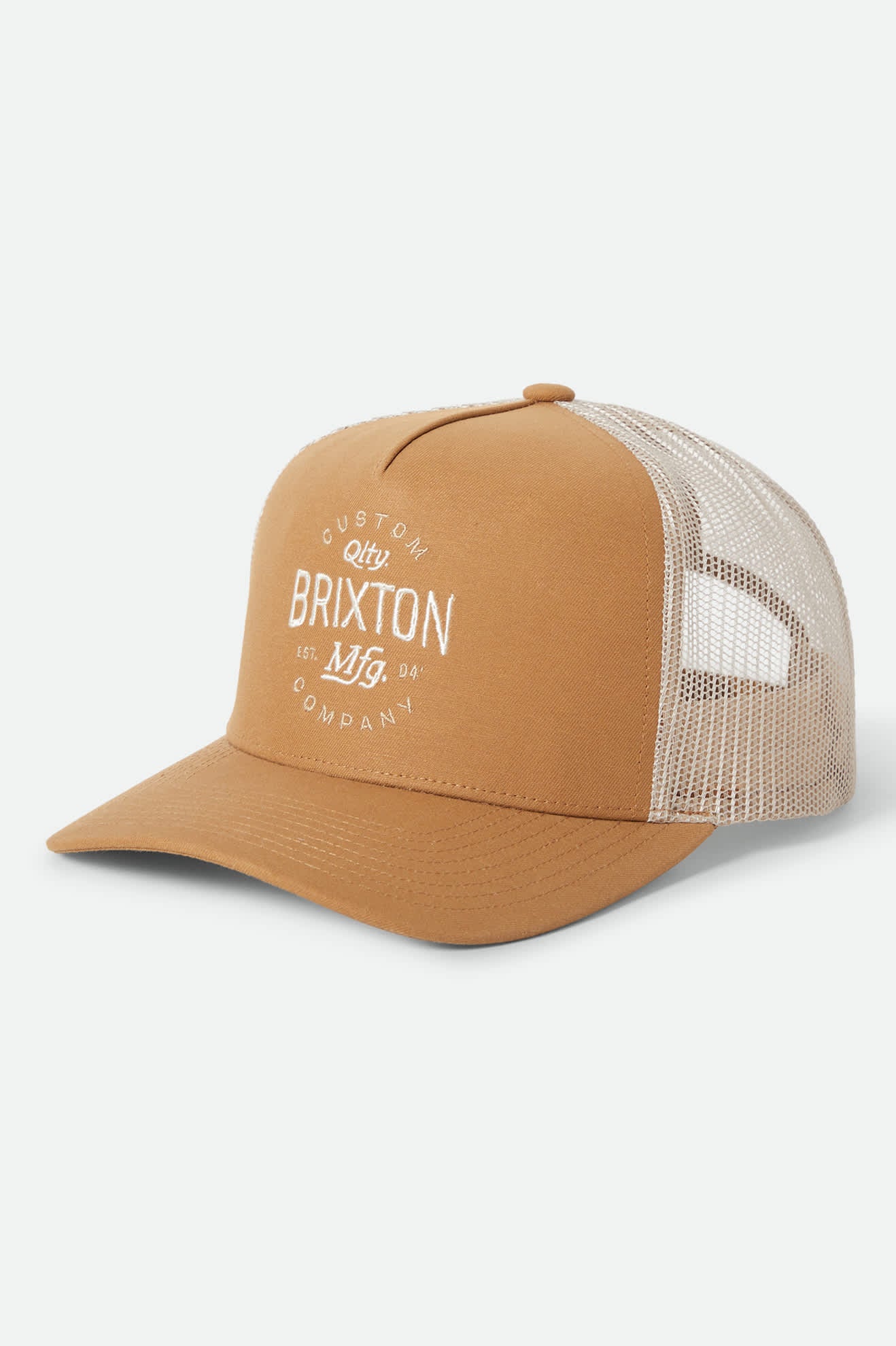 Unisex Fremont Netplus Trucker Hat in the color Copper/Sand - Front Product View