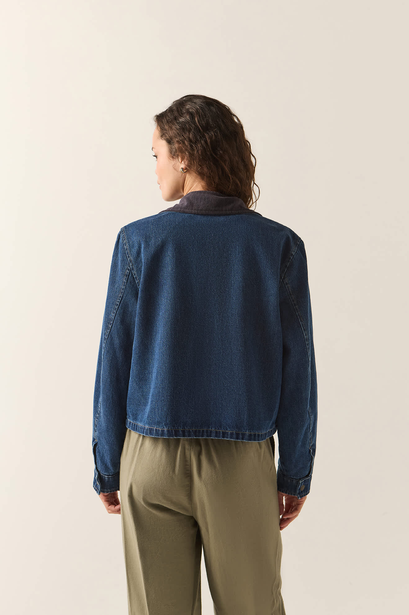 Women's Mechanics Women's Garage Lined Jacket in the color Dark Denim - Women's Back View