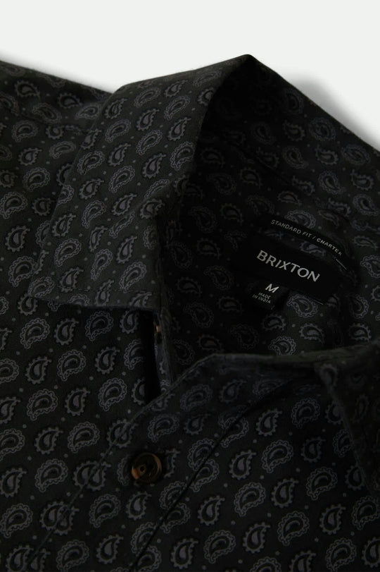 
       Men&#39;s Charter Print S/S Shirt in the color Washed Black/Paisley - Additional Laydown image
     