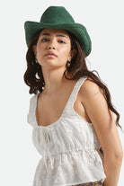 Women's Odessa Straw Packable Cowboy Hat in the color Primal Green - Women's Front View