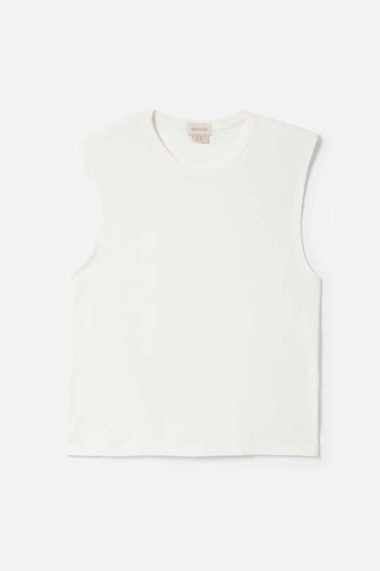 
       Women&#39;s Carefree Organic Garment Dye Muscle Tank in the color Off White - Front Product View
     