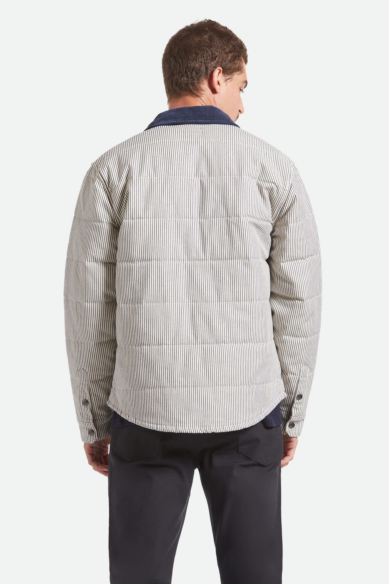 Men's Cass Jacket in the color Whitecap/Mood Indigo Hickory S - Men's Back View