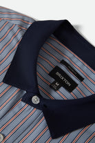 Men's Builders Olson Short Sleeve Shirt in the color Blue Aura Stripe - Additional Laydown image