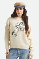 Women's Brixton Ranching Club Crew Sweater in the color Whitecap - Women's Front View
